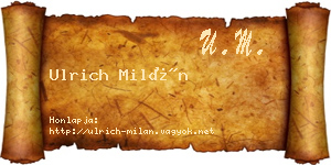 Ulrich Milán névjegykártya