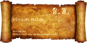 Ulrich Milán névjegykártya
